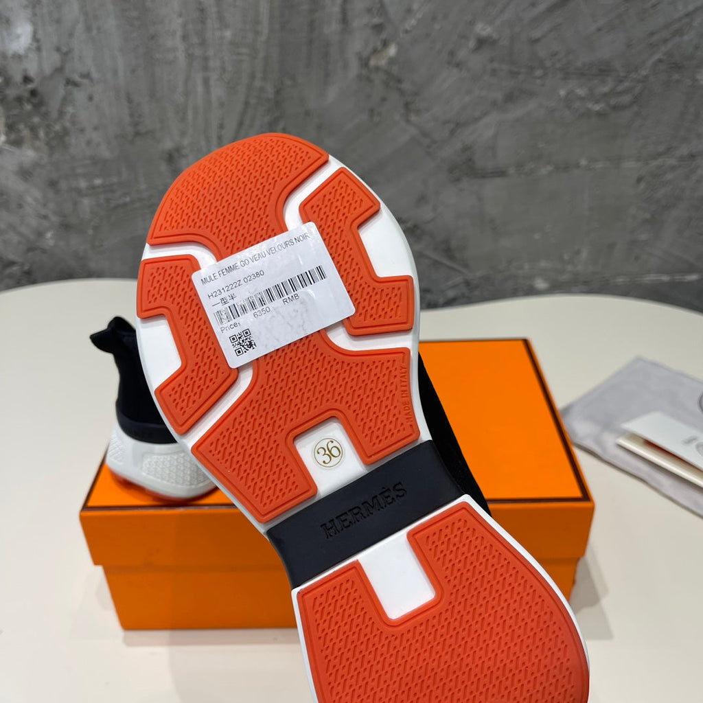 Hermes Heros Sneakers Black Mix Rose Goatskin