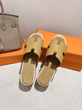 Hermes 25S High Wedge Sandals in Light Brown Lambskin Style 2