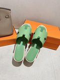 Hermes 25S High Wedge Sandals in Light Green Lambskin Style 1