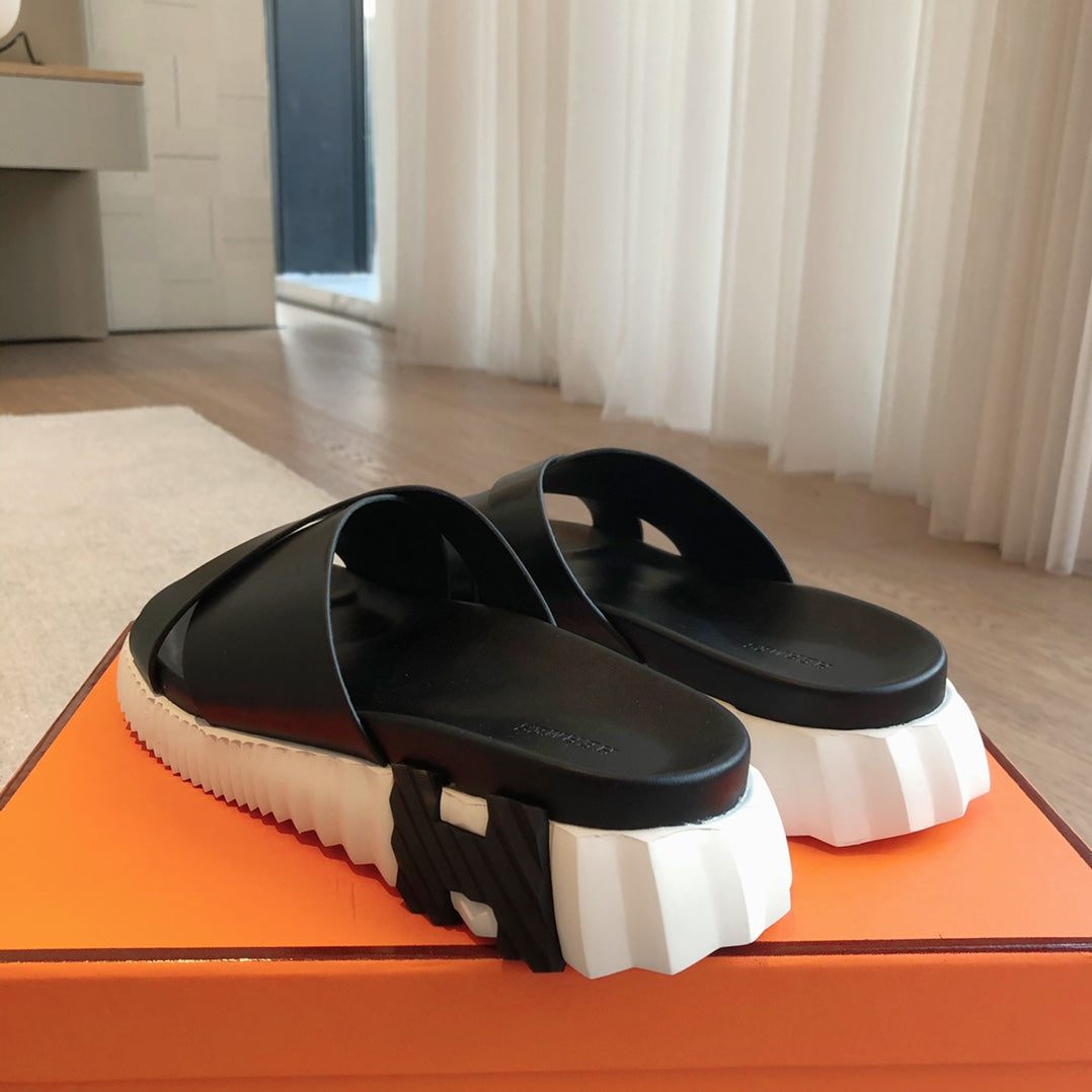 Hermes Infra Sandal Black Calfskin