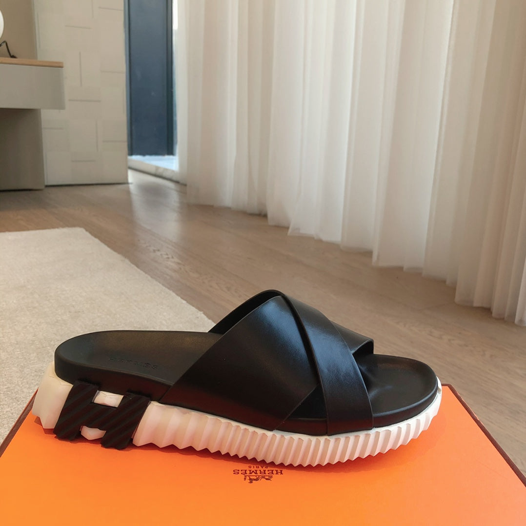 Hermes Infra Sandal Black Calfskin