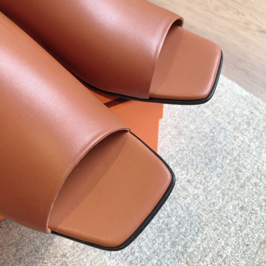 Hermes Iconique 25 Sandal Caramel Calfskin