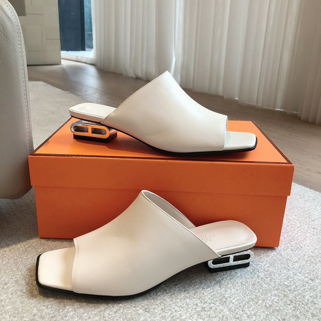 Hermes Iconique 25 Sandal White Calfskin