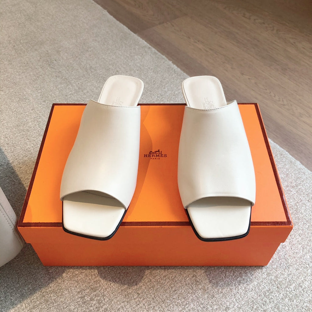 Hermes Iconique 25 Sandal White Calfskin