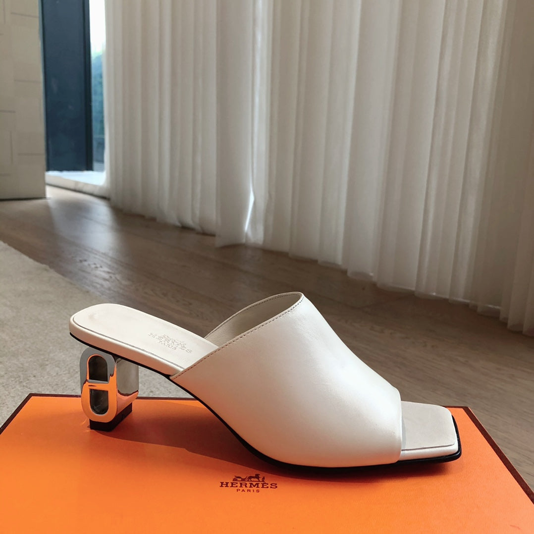 Hermes Iconique 60 Sandal White Calfskin