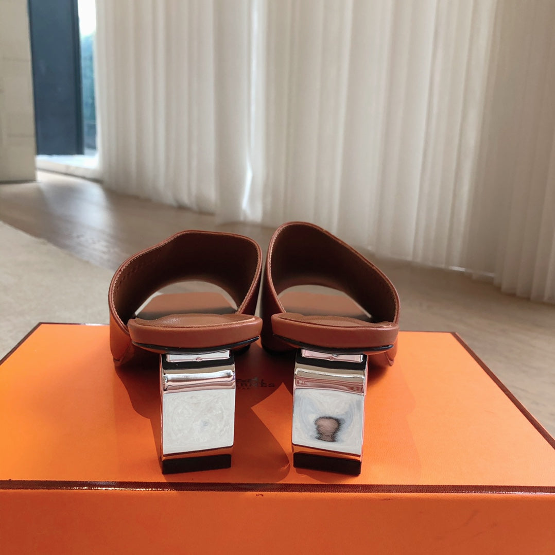 Hermes Iconique 60 Sandal Caramel Calfskin