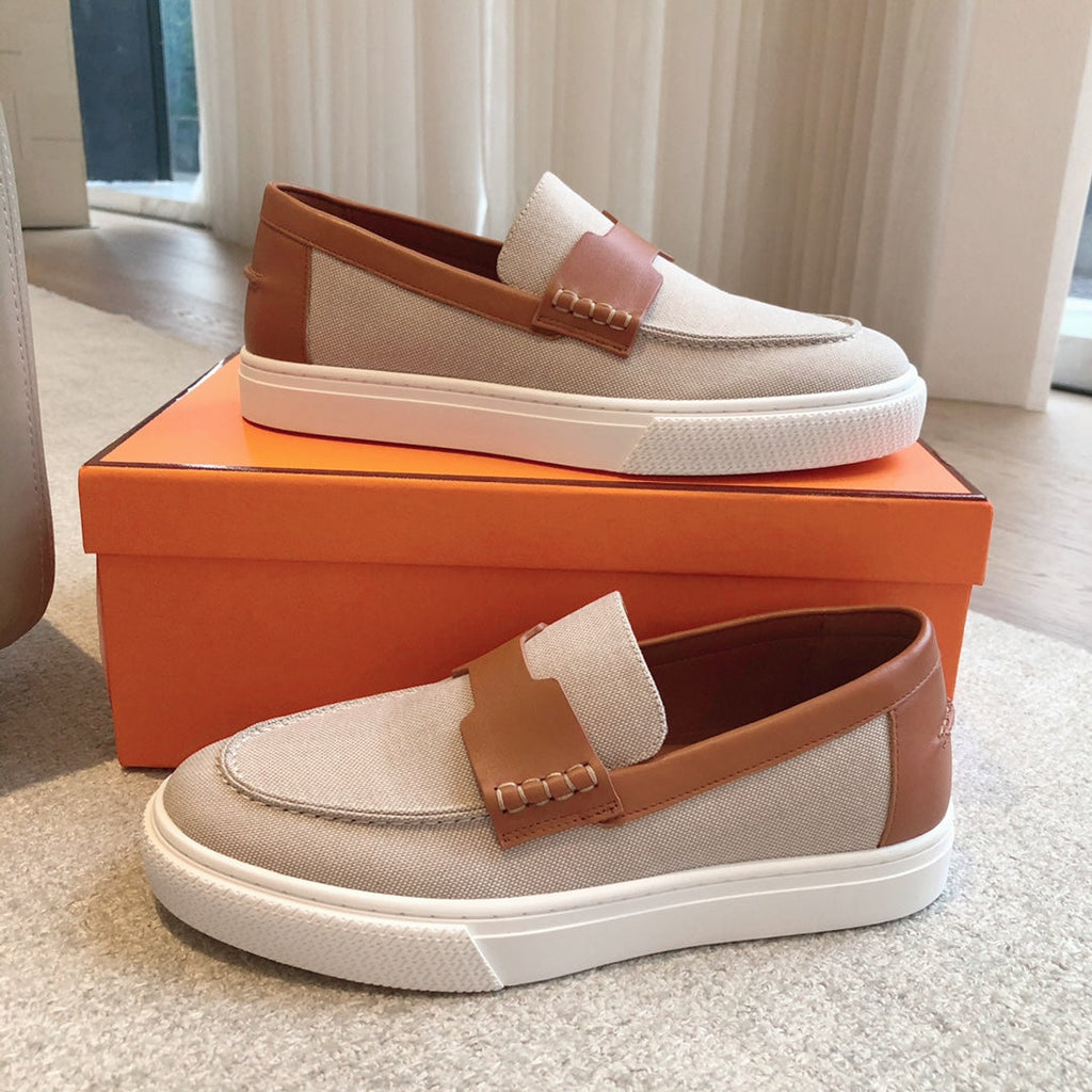 Hermes Job Loafer Light Tortilla Mix Caramel Calfskin