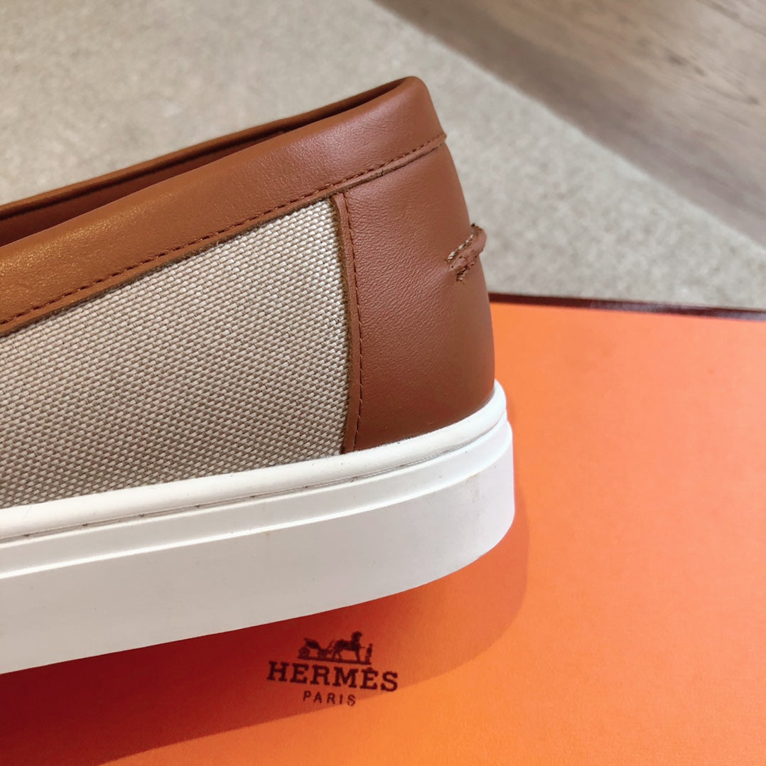 Hermes Job Loafer Light Tortilla Mix Caramel Calfskin