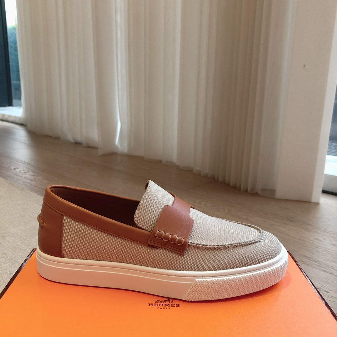 Hermes Job Loafer Light Tortilla Mix Caramel Calfskin