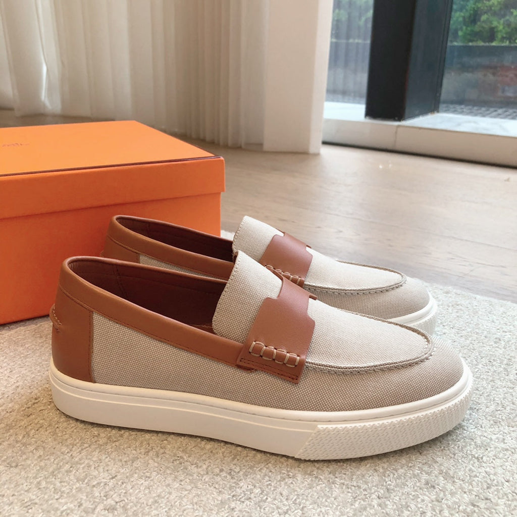 Hermes Job Loafer Light Tortilla Mix Caramel Calfskin
