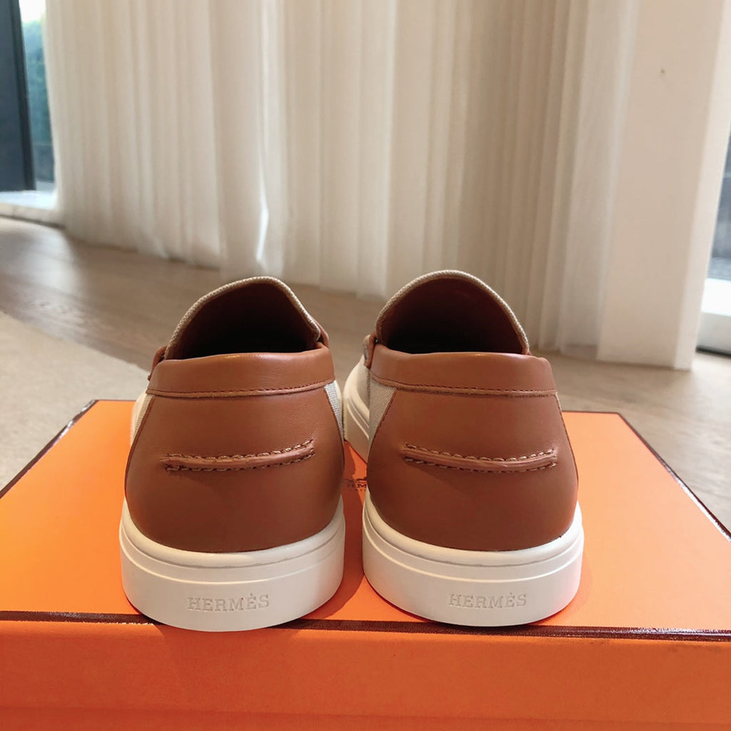 Hermes Job Loafer Light Tortilla Mix Caramel Calfskin