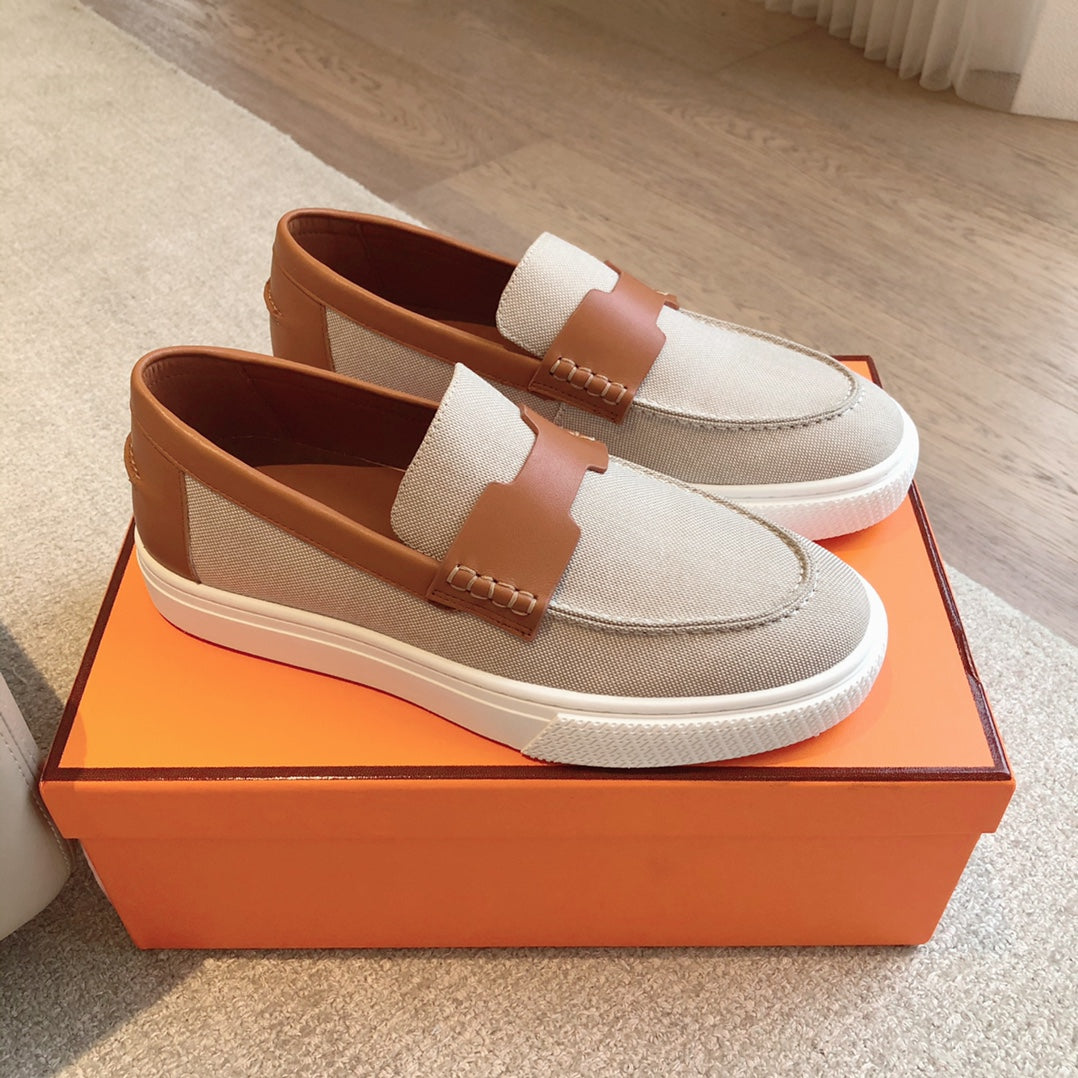 Hermes Job Loafer Light Tortilla Mix Caramel Calfskin