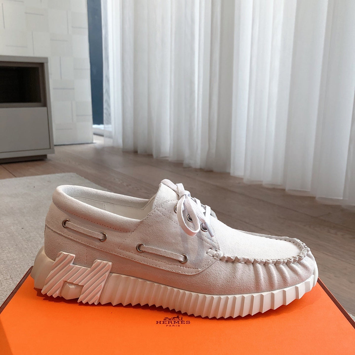 Hermes Ketch Sneaker in Pale Gray Suede