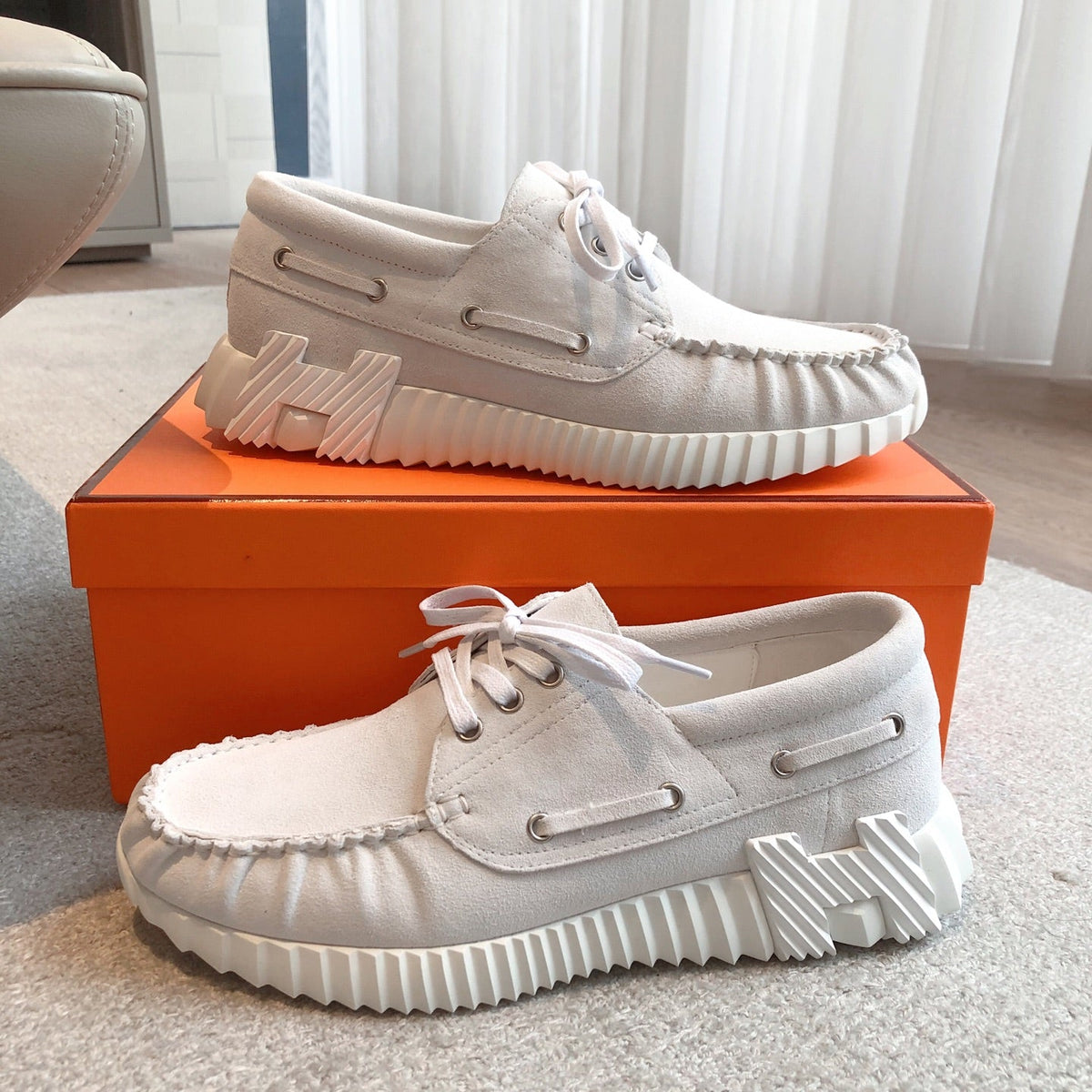 Hermes Ketch Sneaker in Pale Gray Suede