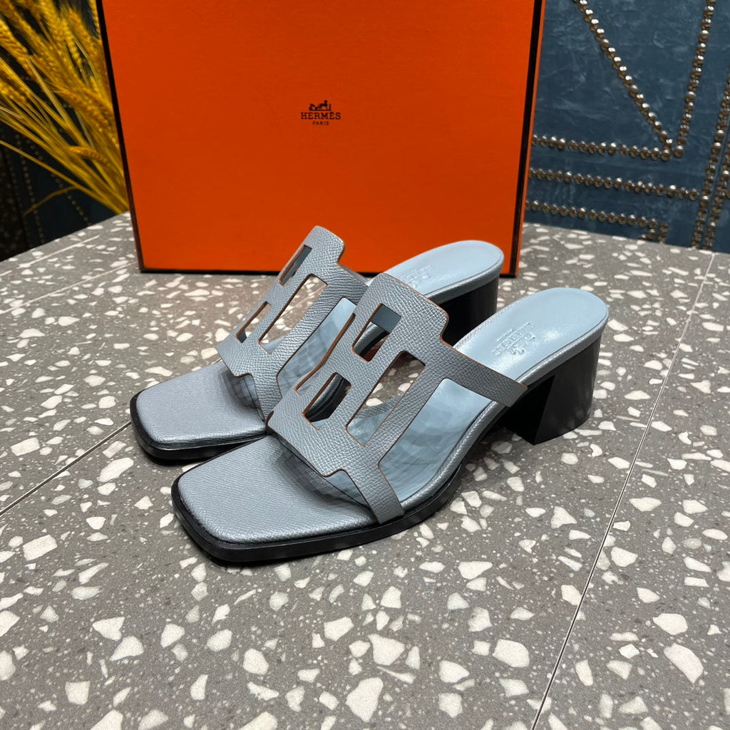 Hermes Izzy 50 mm Sandal in Power Blue Sheepskin