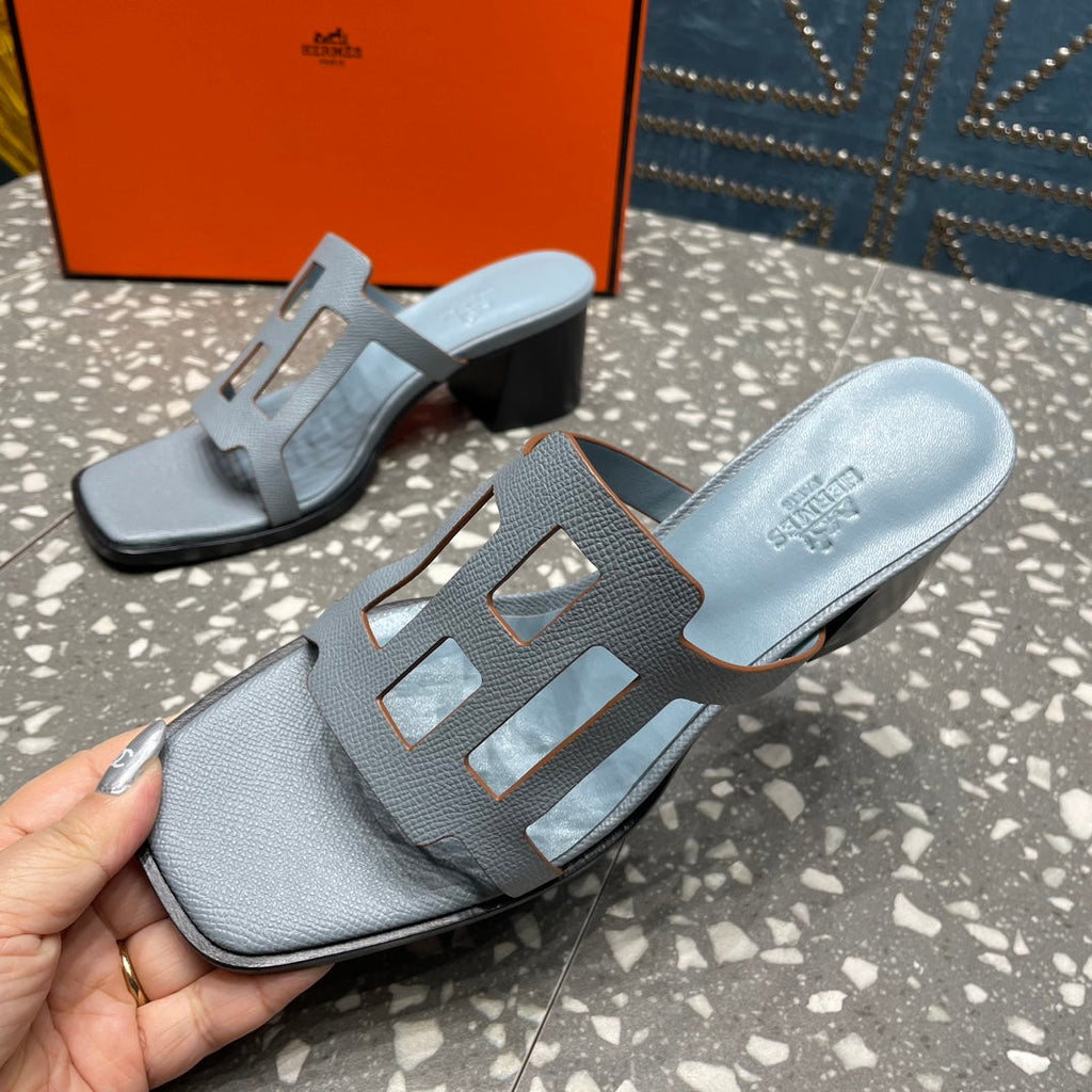 Hermes Izzy 50 mm Sandal in Power Blue Sheepskin