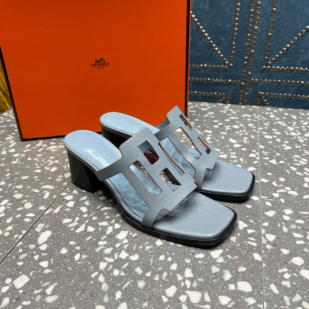 Hermes Izzy 50 mm Sandal in Power Blue Sheepskin