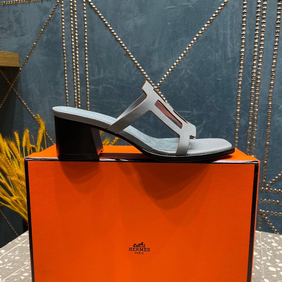 Hermes Izzy 50 mm Sandal in Power Blue Sheepskin