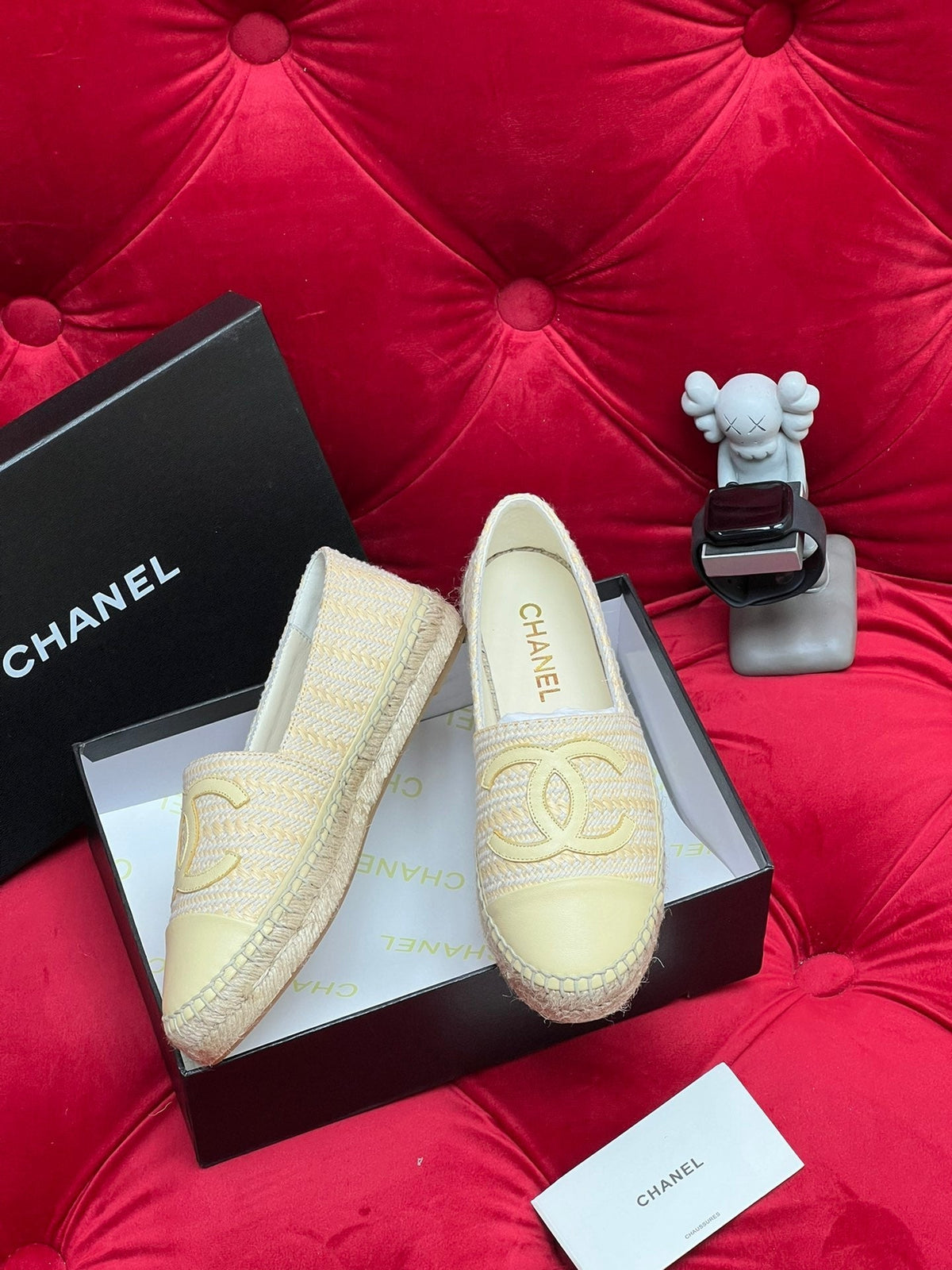 Chanel Woven Loafers in Dark Cream Fabric