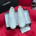Chanel Woven Loafers in White Fabric
