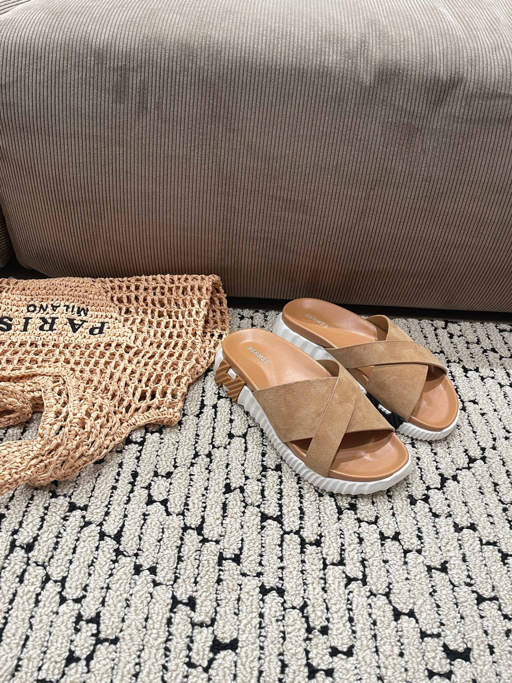 Hermes Infra Sandal Pink Nude Suede