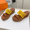 Hermes Ithea 85 mm Espadrille in Bronze Brown and Amber Yellow Suede