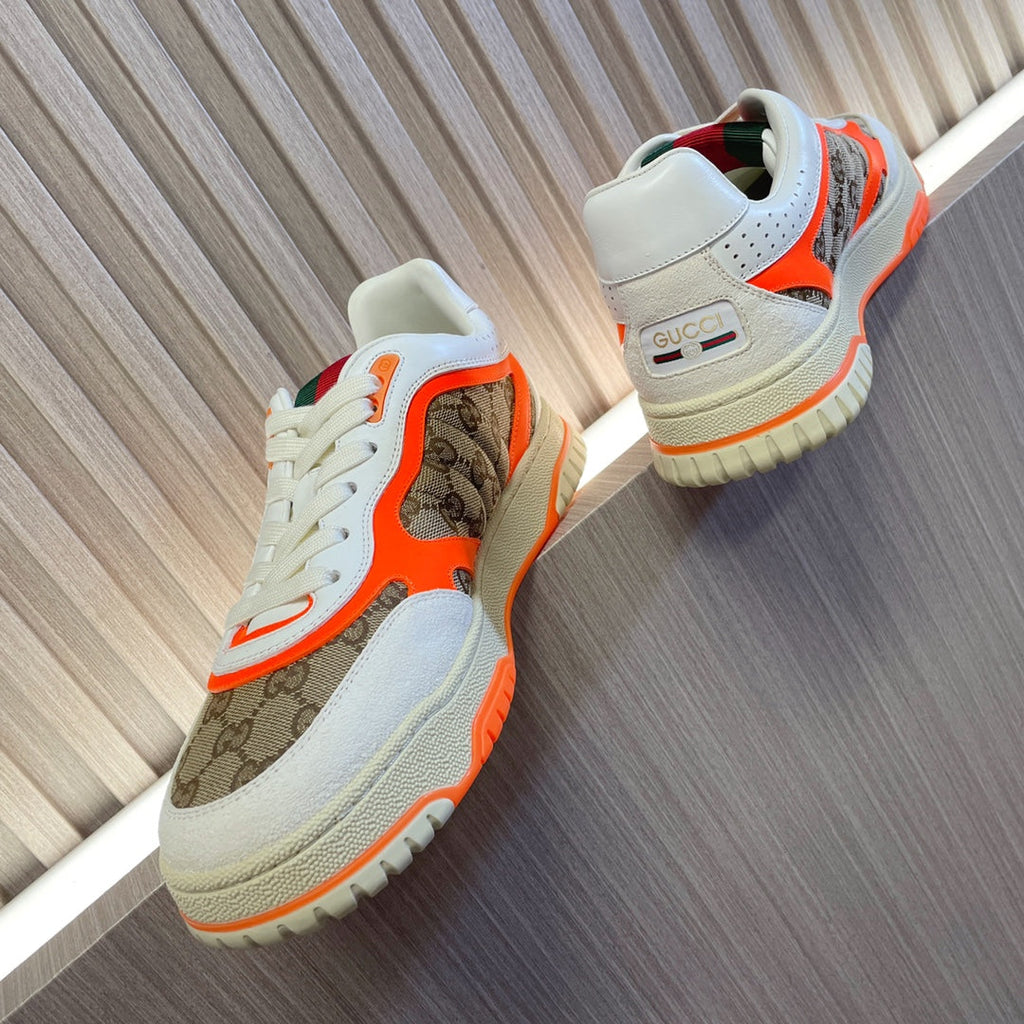 Gucci Retro Sneakers for Couples White Tiger Orange