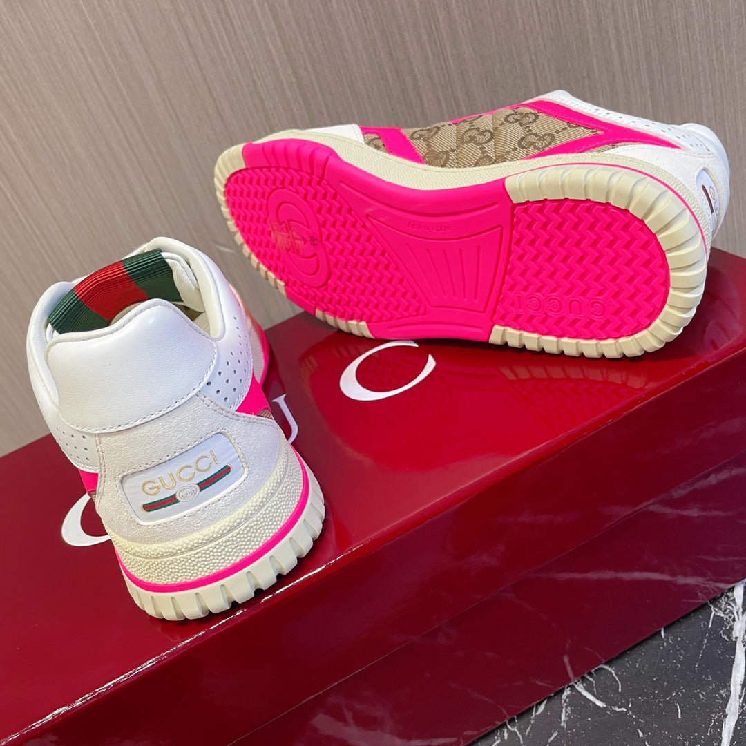 Gucci Retro Sneakers for Couples White Shocking Pink