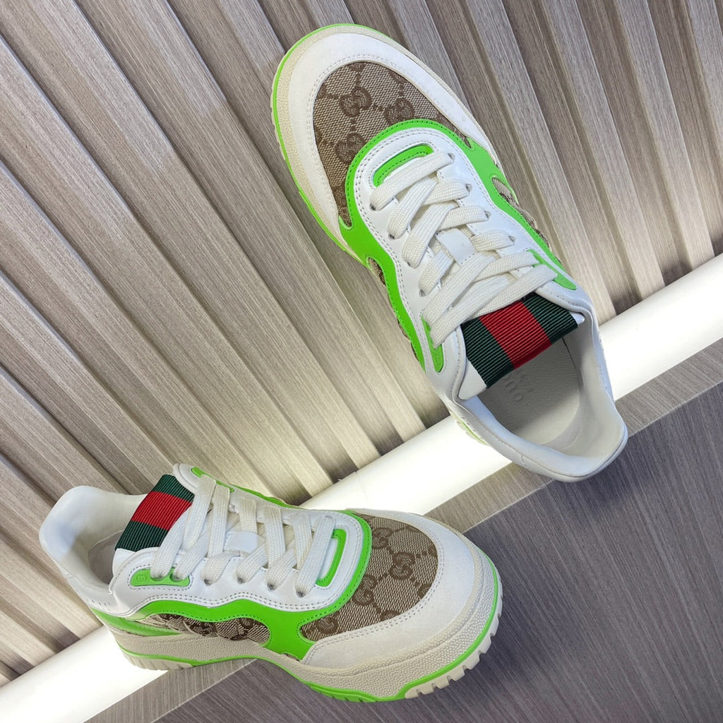 Gucci Retro Sneakers for Couples White Kelly Green