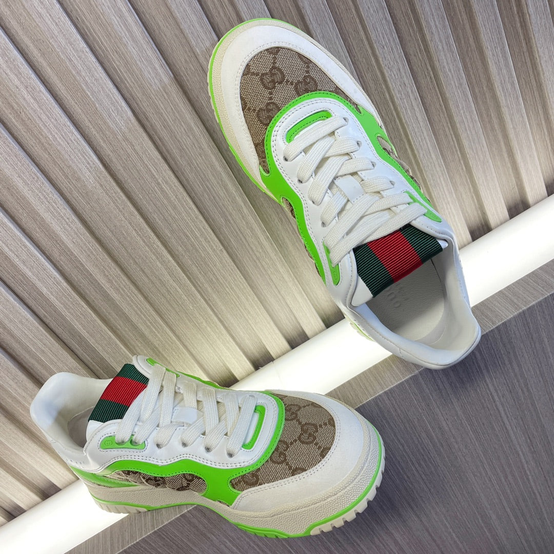 Gucci Retro Sneakers for Couples White Kelly Green