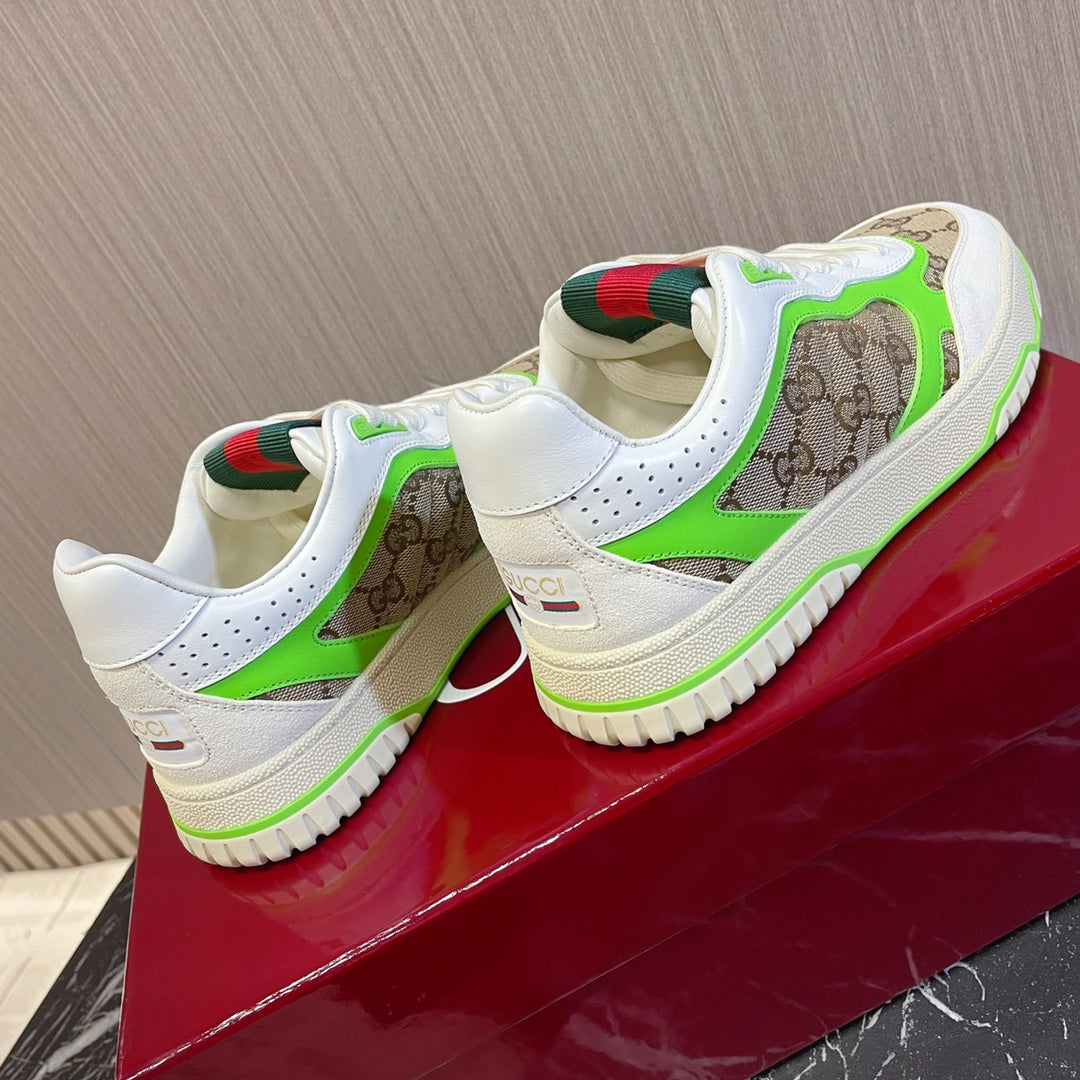 Gucci Retro Sneakers for Couples White Kelly Green