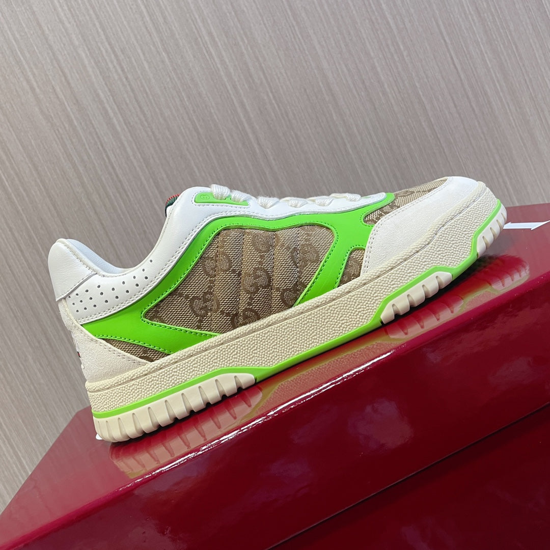 Gucci Retro Sneakers for Couples White Kelly Green
