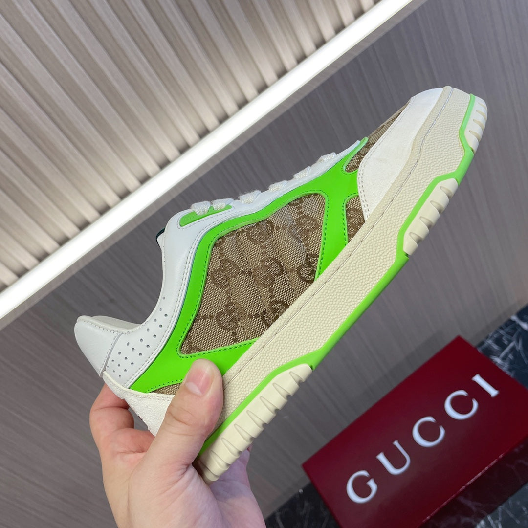Gucci Retro Sneakers for Couples White Kelly Green