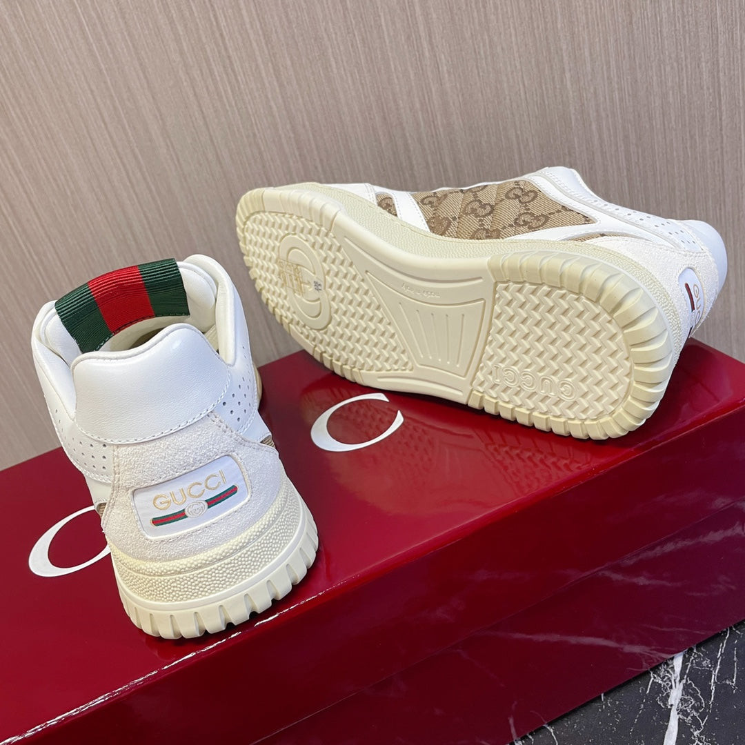 Gucci Retro Sneakers for Couples White Brown