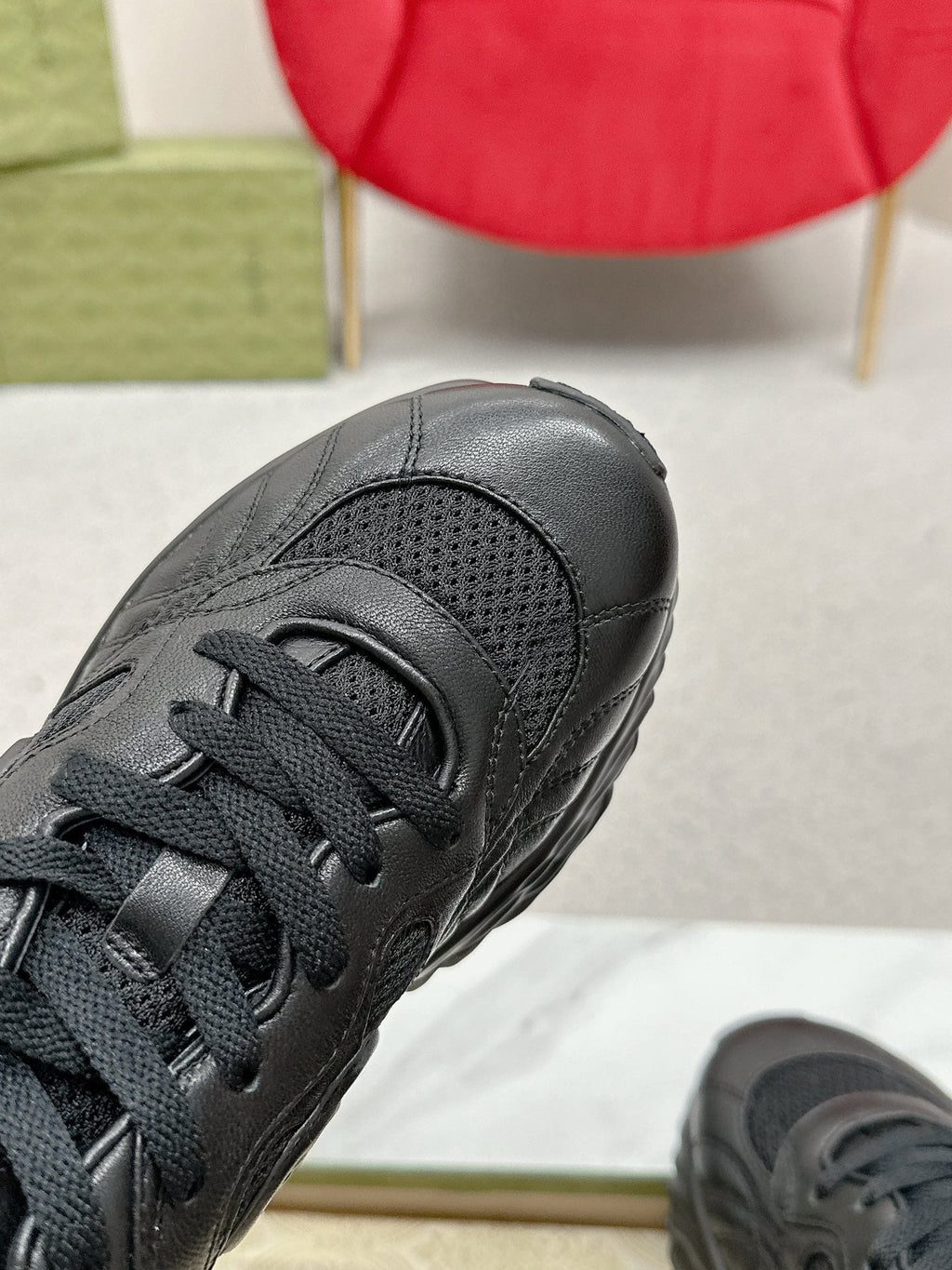 Gucci Ripple Trainer Black Lambskin