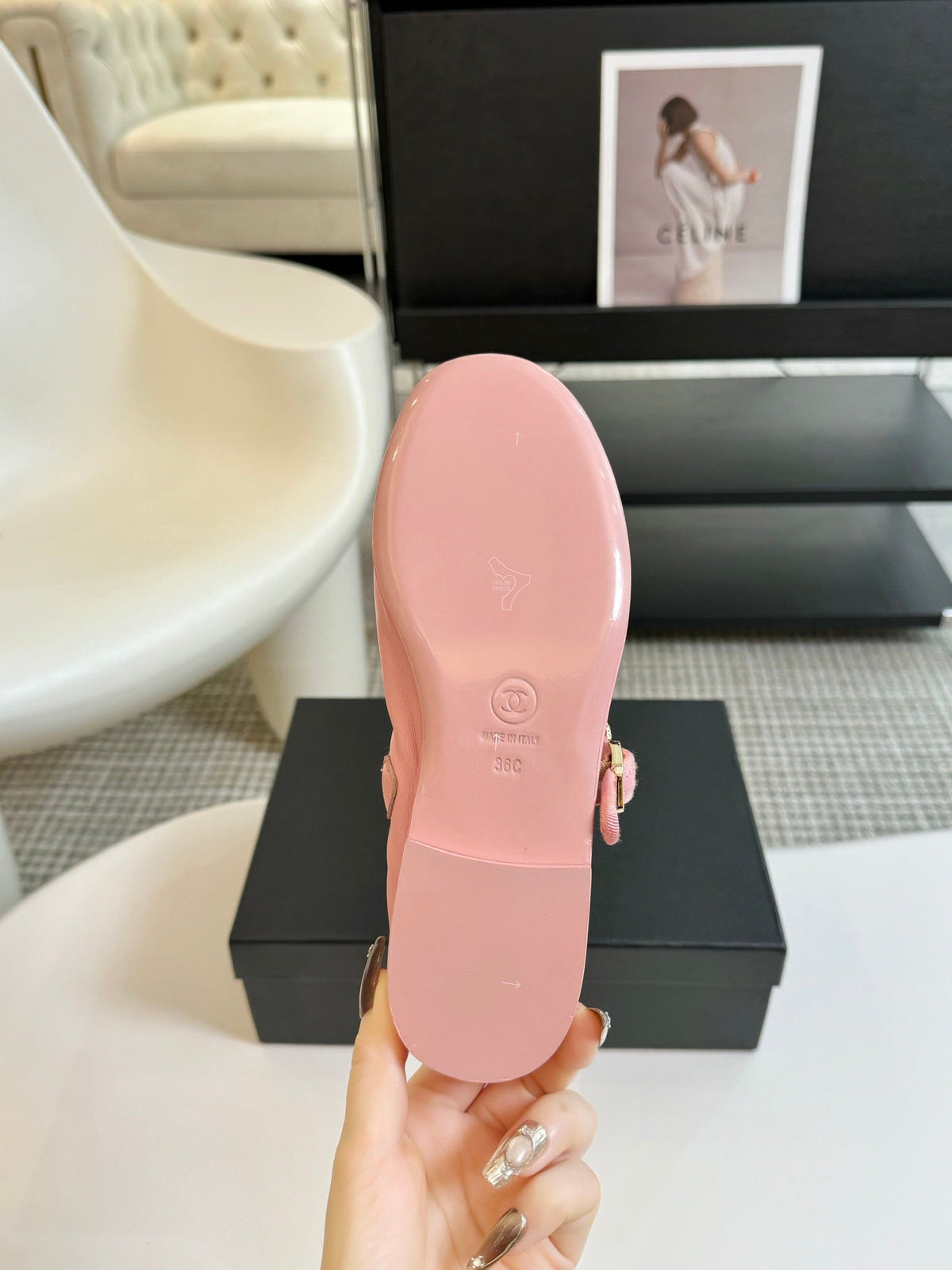Chanel Mary Jane Shoes Light Pink Sheepskin