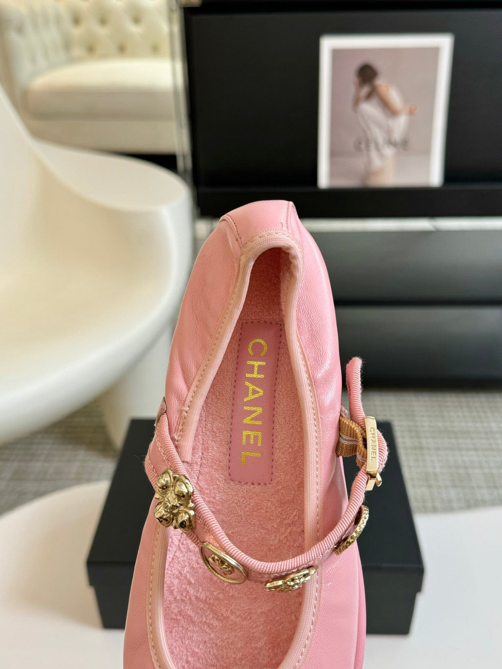 Chanel Mary Jane Shoes Light Pink Sheepskin