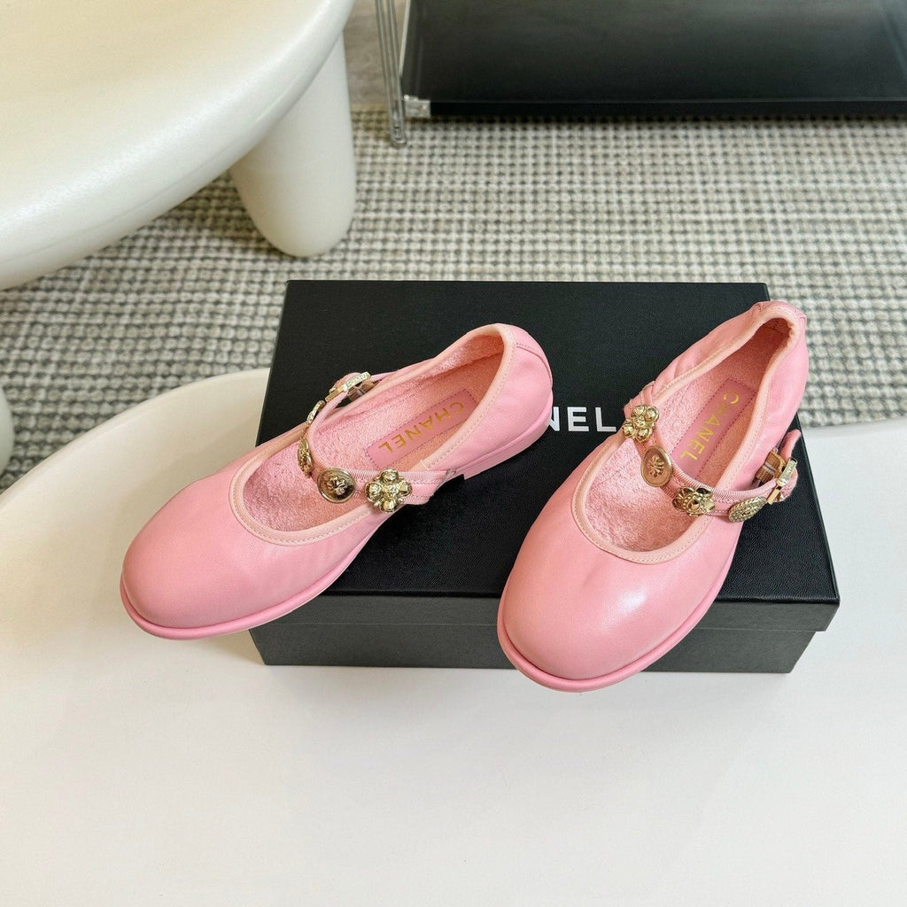 Chanel Mary Jane Shoes Light Pink Sheepskin