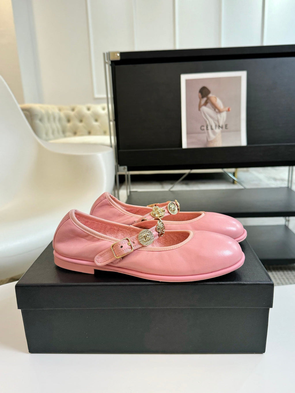 Chanel Mary Jane Shoes Light Pink Sheepskin