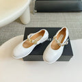 Chanel Mary Jane Shoes White Sheepskin