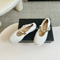 Chanel Mary Jane Shoes White Wool Tweed