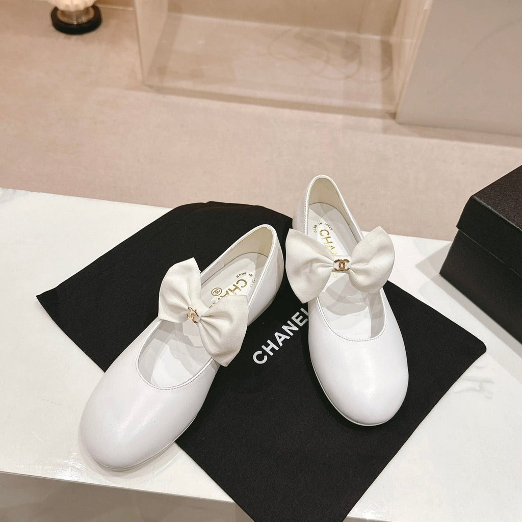 Chanel Mary Jane Shoes White Calfskin