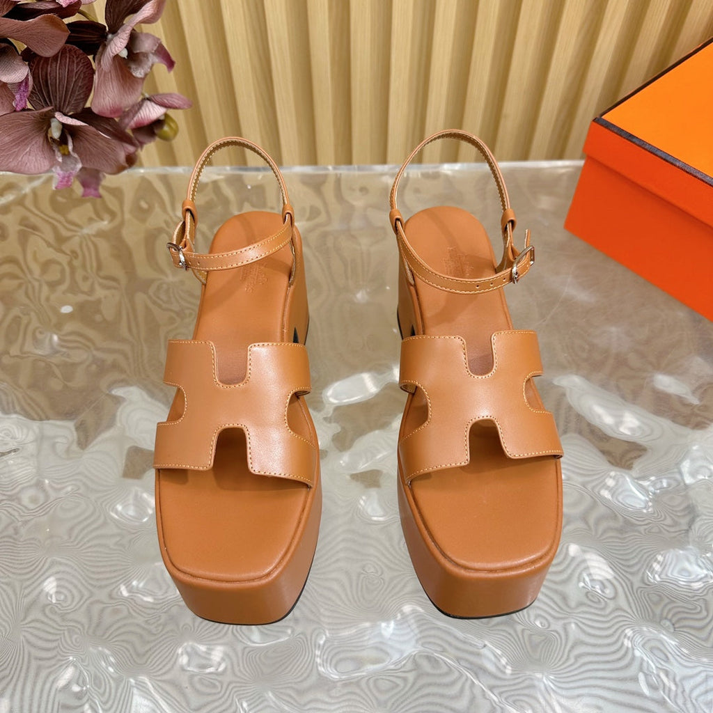 Hermes Jam 30 Sandal in Bronze Brown Calfskin