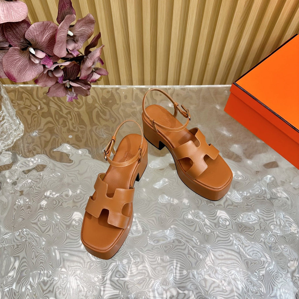 Hermes Jam 30 Sandal in Bronze Brown Calfskin