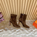 Hermes 25S Ankle Boots 70 mm in Brown Suede