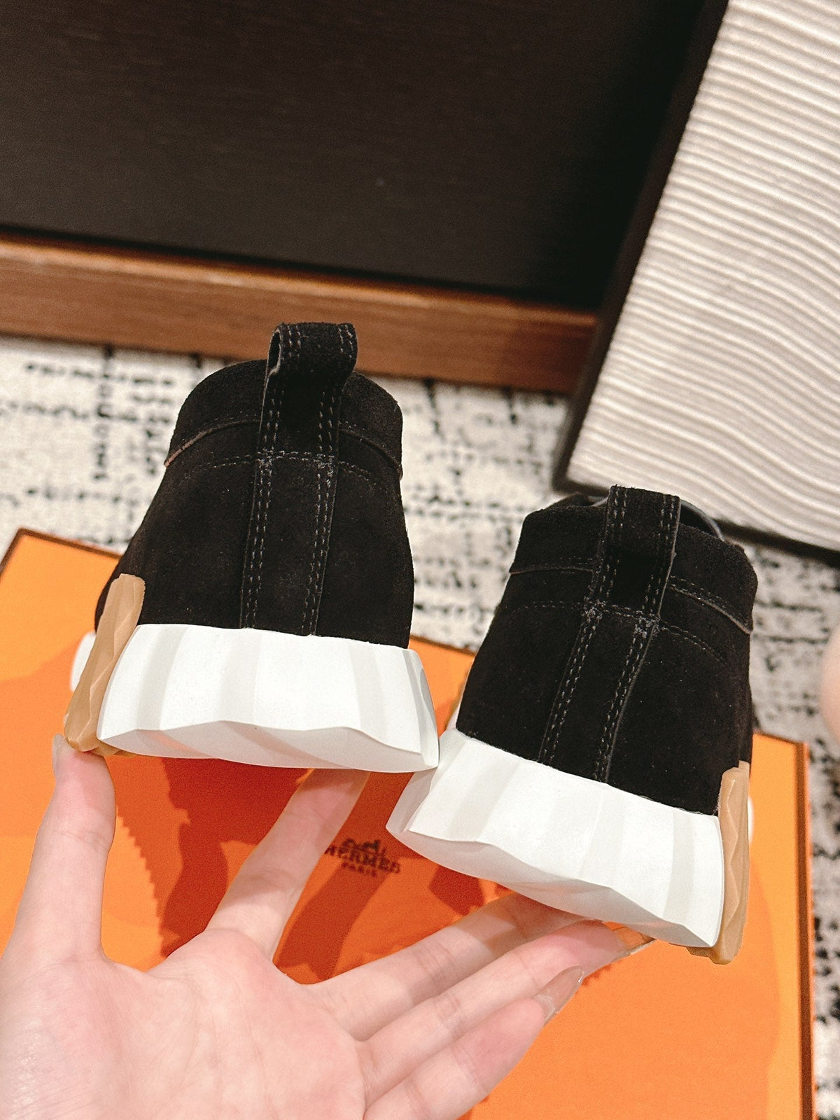 Hermes Increase Sneaker in Black Suede