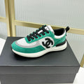 Chanel Sneaker in Jade Green Suede and Grey Breathable Mesh