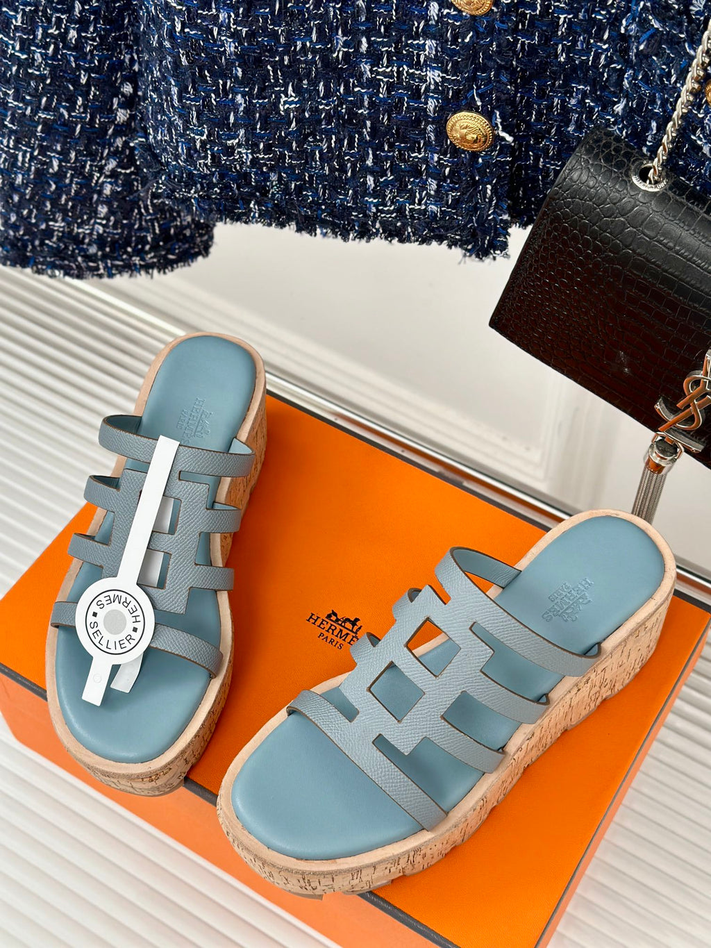 Hermes Isabella Sandal Sky Calfskin