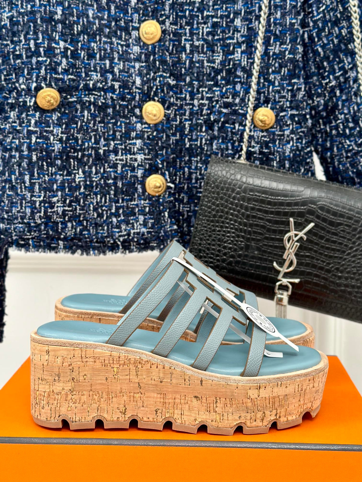 Hermes Isabella Sandal Sky Calfskin