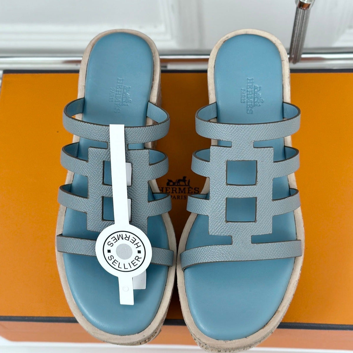 Hermes Isabella Sandal Sky Calfskin